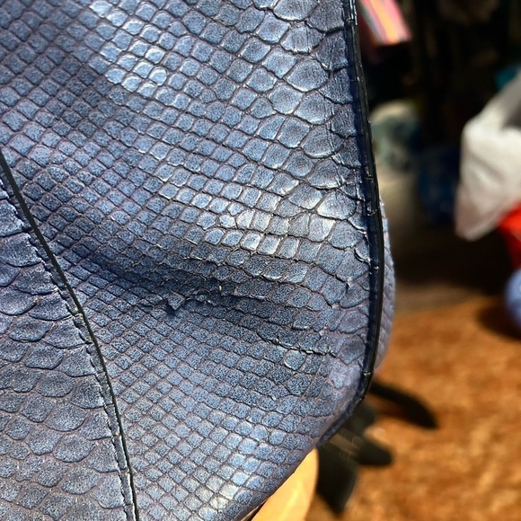 Gianni Bini Blue Croc Embossed Shoulder Bag​​ - Picture 7 of 13